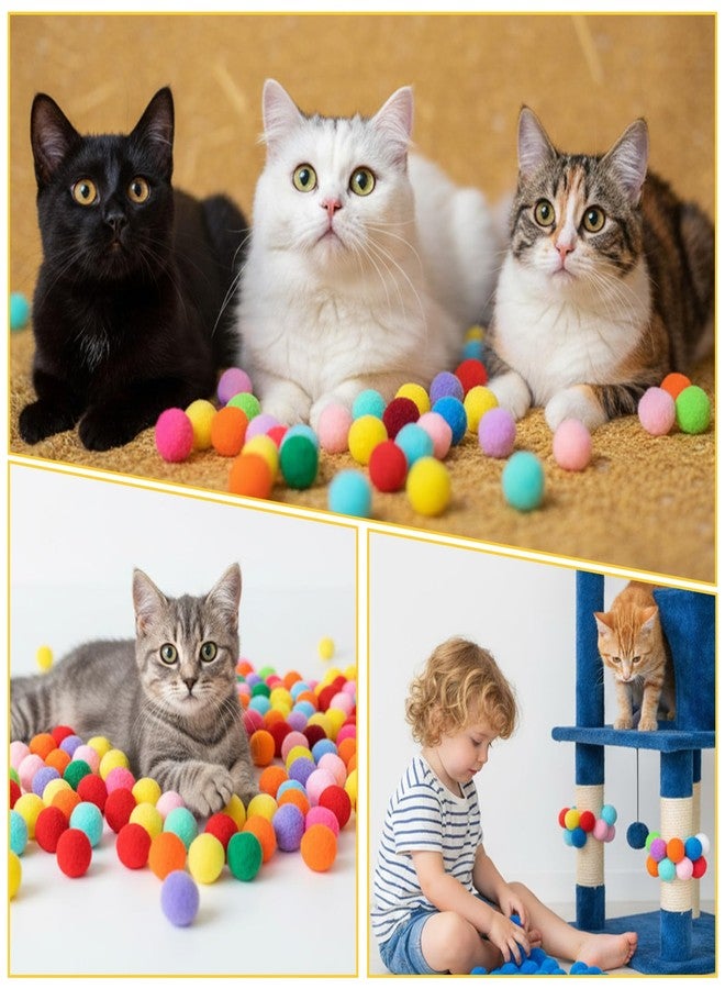 Larrel 100 Pcs Cat Puff Ball Toys, Soft Cat Pom Pom Balls Fuzzy Balls for Cats Cute Pompoms for Indoor Kitten Playing Exercising or Craft DIY Creative Crafts Decorations(Random Assortment) - Image 5